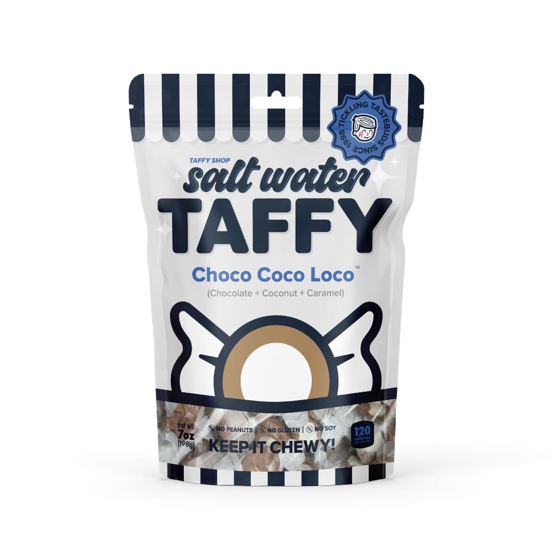 Taffy Shop Choco Coco Loco, Chocolate, Coconut, Caramel Salt Water Taffy(32oz)