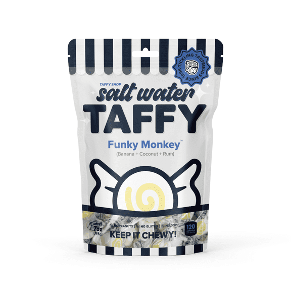 Taffy Shop Funky Monkey, Banana Coconut Rum Salt Water Taffy(7oz)