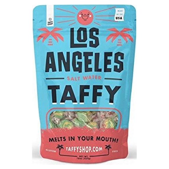 Taffy Shop Los Angeles Salt Water Taffy - Small Batch Salt Water Taffies Made in the USA - Super Soft, Sweet, Taffy Candy - Guaranteed Fresh - Gluten-Free, Soy-Free, Peanut-Free - 7oz