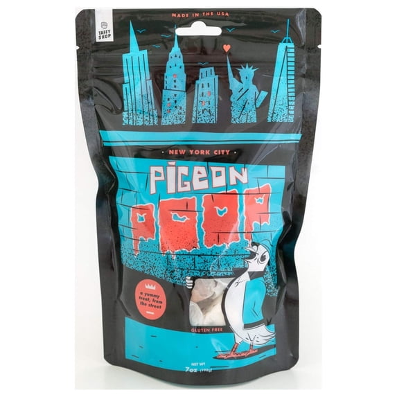 Taffy Shop NYC Pigeon Poop Salt Water Taffy - New York City - Small Batch Salt Water Taffies Made in the USA - Super Soft, Sweet, Taffy Candy - Gluten-Free, Soy-Free, Peanut-Free - Personal (7oz)