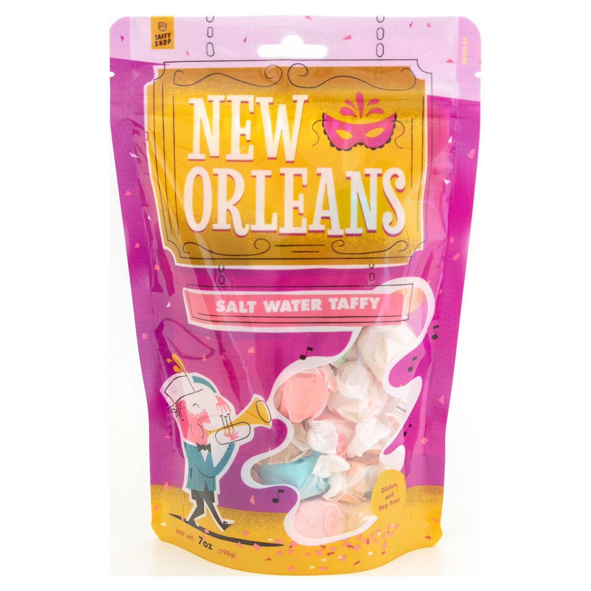 Taffy Shop New Orleans Mardi Gras Salt Water Super Soft Taffy Personal (7oz) Bag