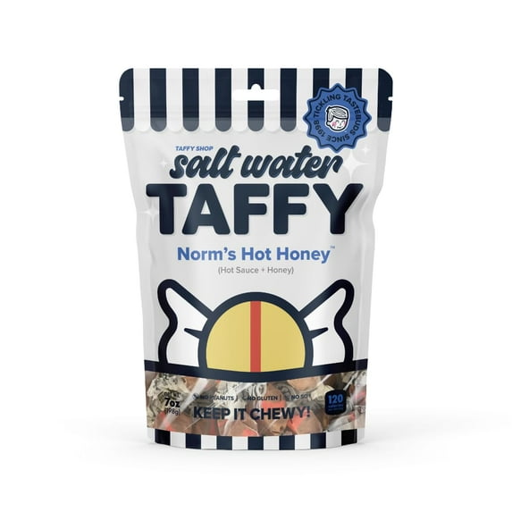 Taffy Shop Norm's Hot Honey, Hot Sauce Honey Salt Water Taffy – Assorted Gourmet Candy Variety Pack, Bulk Sweet Snack, Fresh & Gluten-Free, 30 Individually Wrapped Pieces (7oz)