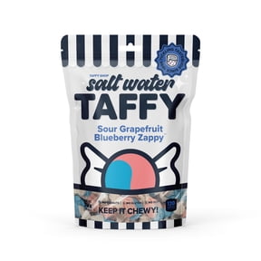 Taffy Shop Sour Grapefruit Blueberry Zappy Salt Water Taffy Assorted Gourmet Candy Variety Pack, Bulk Sweet Snack, Fresh & Gluten-Free, 30 Individually Wrapped Pieces (7oz)