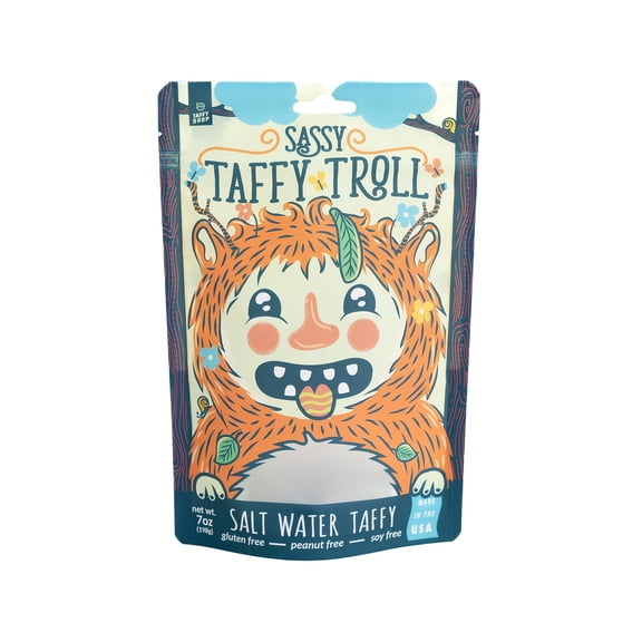 Taffy Shop Sour Zappy Taffy Troll, Salt Water Taffy – Assorted Gourmet Candy Variety Pack, Bulk Sweet Snack, Fresh & Gluten-Free, 30 Individually Wrapped Pieces (7oz)