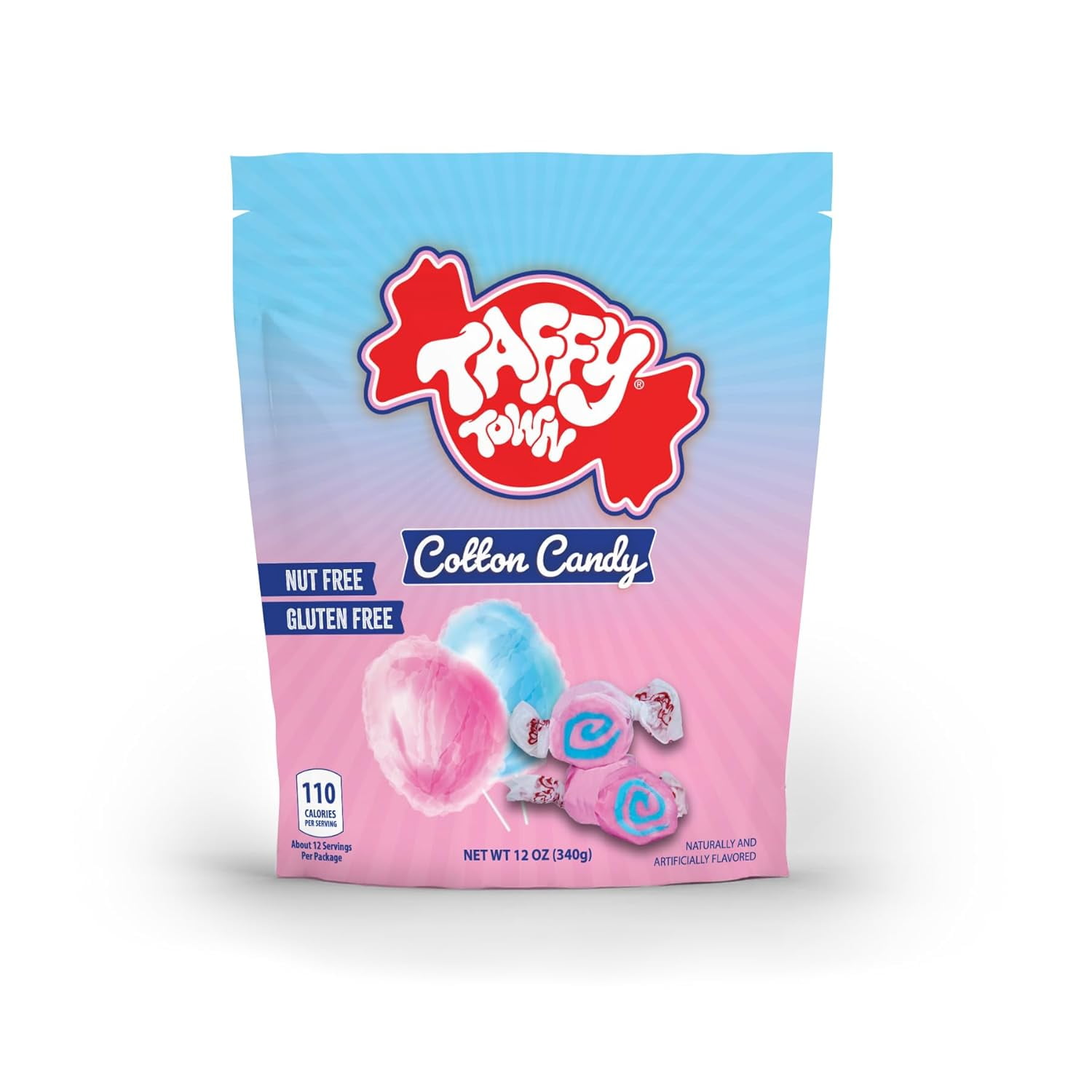 Taffy Town Saltwater Taffy - Cotton Candy | Gourmet | Nougat-Style Candy| Soft & Delicious| Sumer Snack Treats| Party Good Candies | 12 Ounce