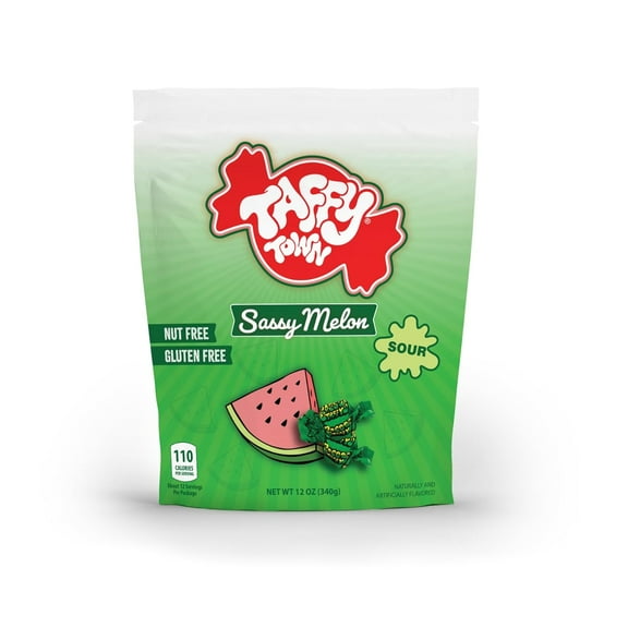 Taffy Town Saltwater Taffy - Sassy Watermelon | Gourmet | Nougat-Style Candy| Soft & Delicious| Sumer Snack Treats| Party Good Candies | 12 Ounce