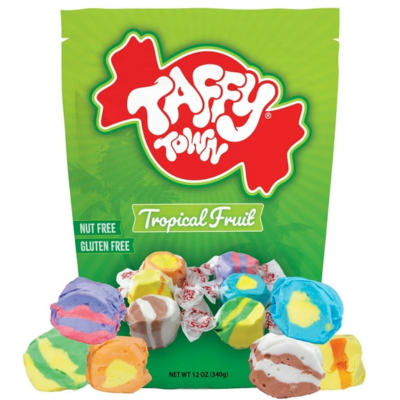 Taffy Town Saltwater Taffy - Tropical Mix | Gourmet | Nougat-Style Candy| Soft & Delicious| Sumer Snack Treats| Party Good Candies | 12 Ounce