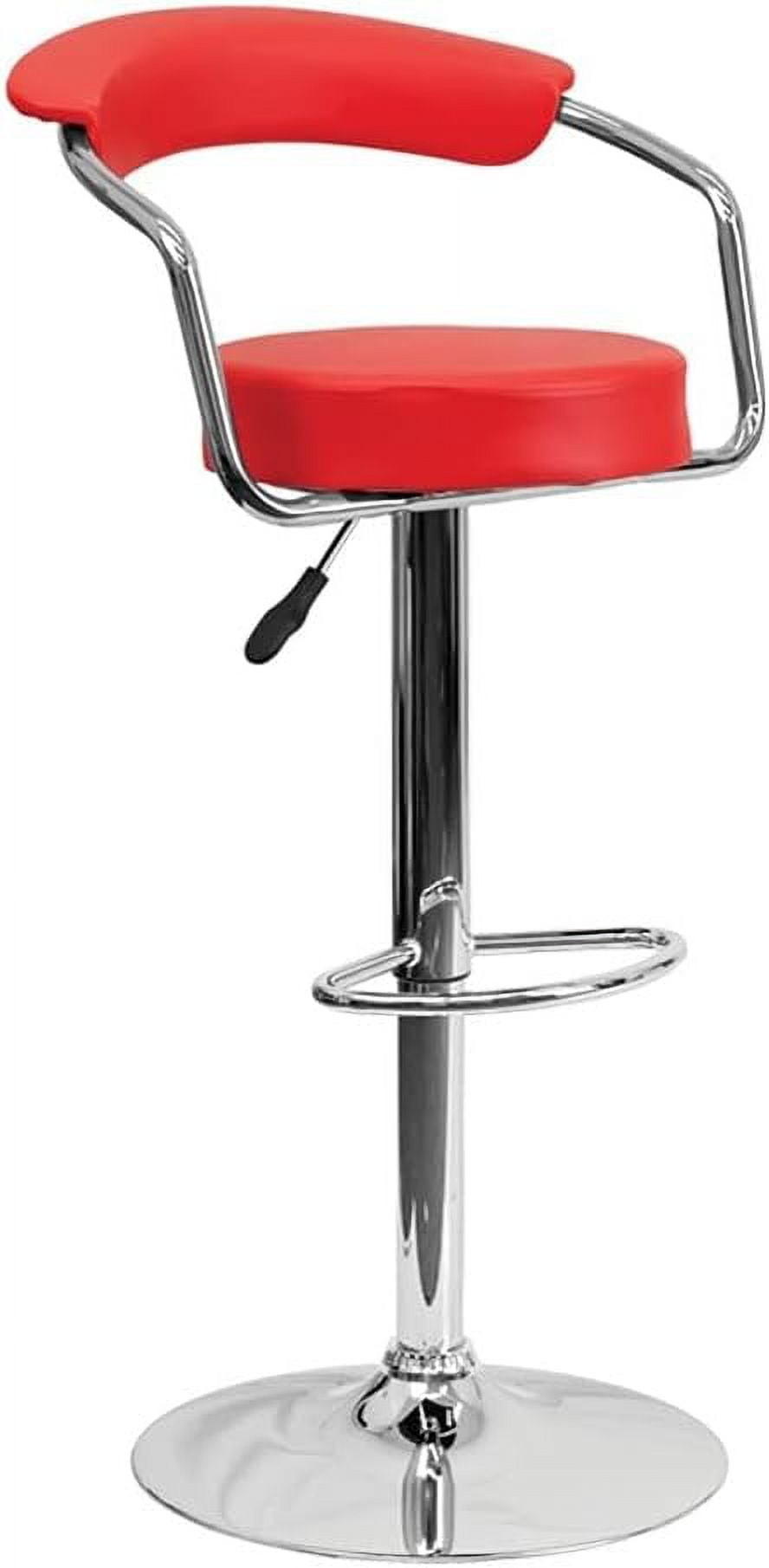 Retro Chic Red Vinyl Adjustable Swivel Barstool with Chrome Base, Set of 2