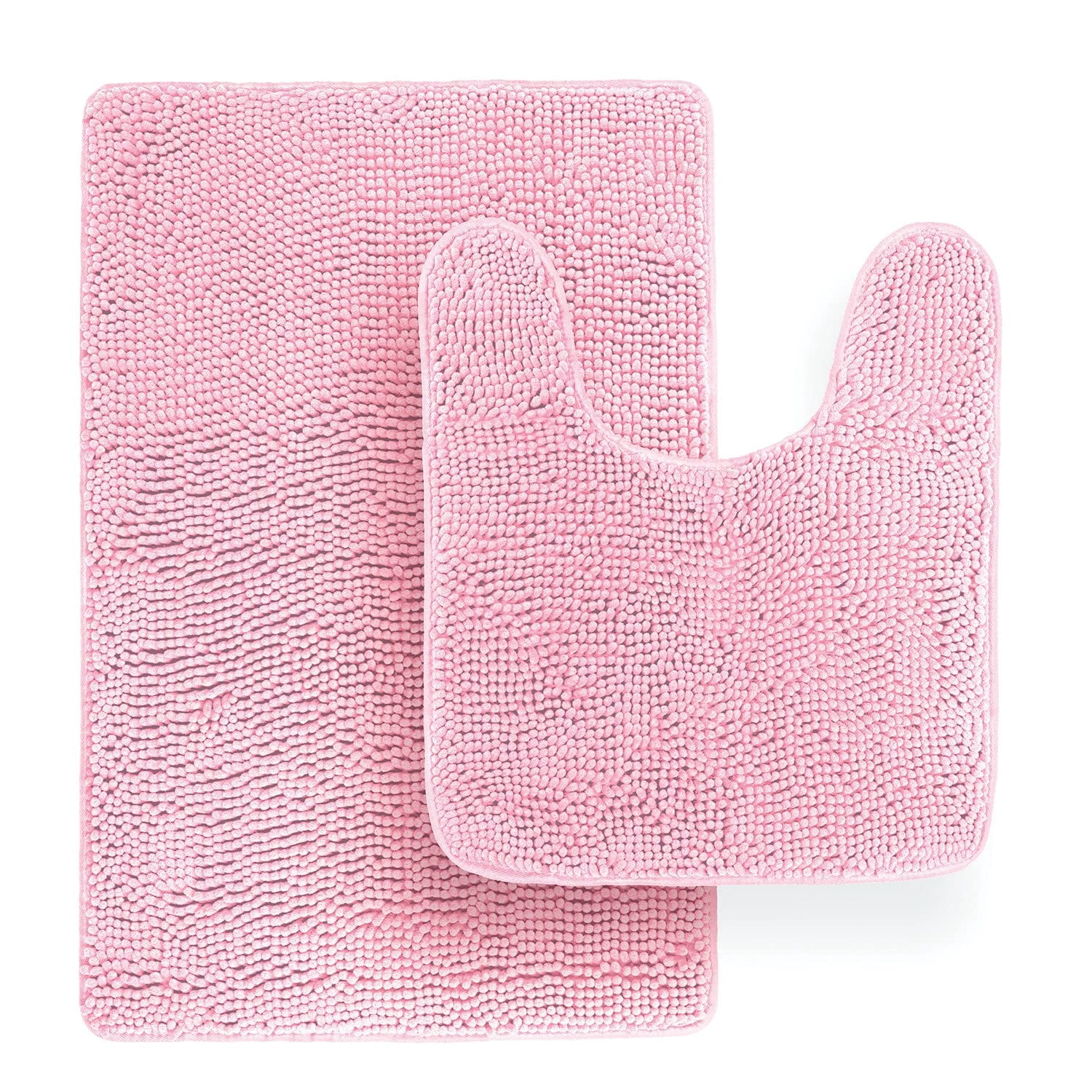 Tafts Ultra Soft Luxury Bath Mat, Bathroom Rugs, Chenille Microfiber, Absorbent Non-Slip Machine Washable, Bathroom Decor, Super Plush Bath Mats for Bathroom, Shower & Tub, Light Pink