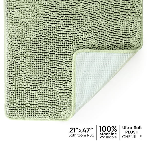 Tafts Ultra Soft Luxury Bath Mat, Bathroom Rugs, Chenille Microfiber, Absorbent Non-Slip Machine Washable, Bathroom Decor, Super Plush Bath Mats for Bathroom, Shower & Tub, Sage Green