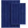 thumbnail image 1 of Tafts Ultra Soft Luxury Striped Bath Mat, Bathroom Rugs, Chenille Microfiber, Absorbent Non-Slip Machine Washable, Bathroom Decor, Super Plush Bath Mats for Bathroom, Room Decor, Navy Blue, 1 of 3