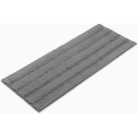 Tafts Ultra Soft Luxury Striped Bath Mat, Bathroom Rugs, Chenille Microfiber, Absorbent Non-Slip Machine Washable, Bathroom Decor, Super Plush Bath Mats for Bathroom, Room Decor, Space Grey