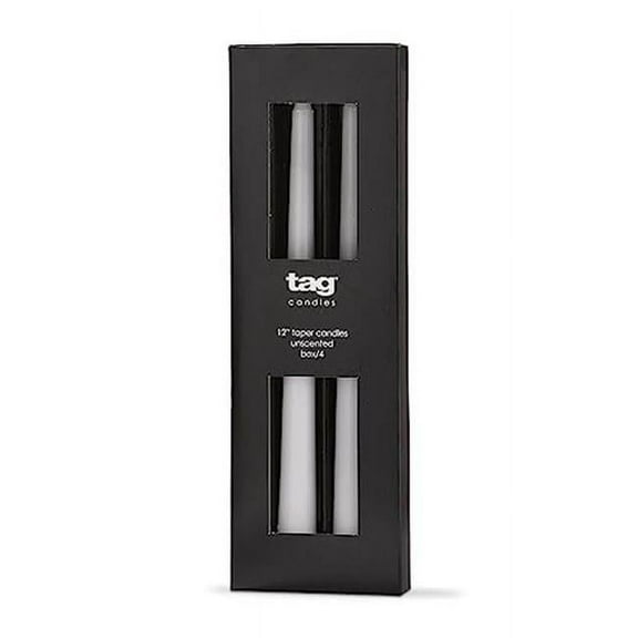 Tag 129672 12 in. Taper Candle, White - Pack of 4