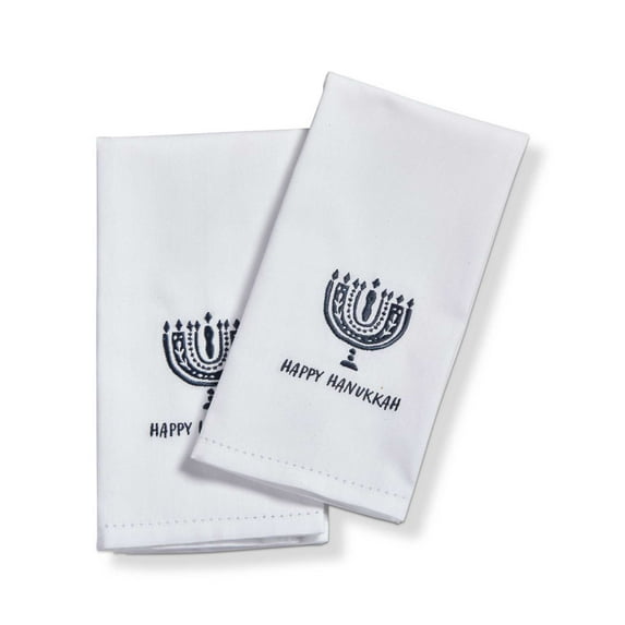 Tag 22.00In Happy Hanukkah Guest Towels Set, Cotton, Multibranched Candelabra Menorah G19016