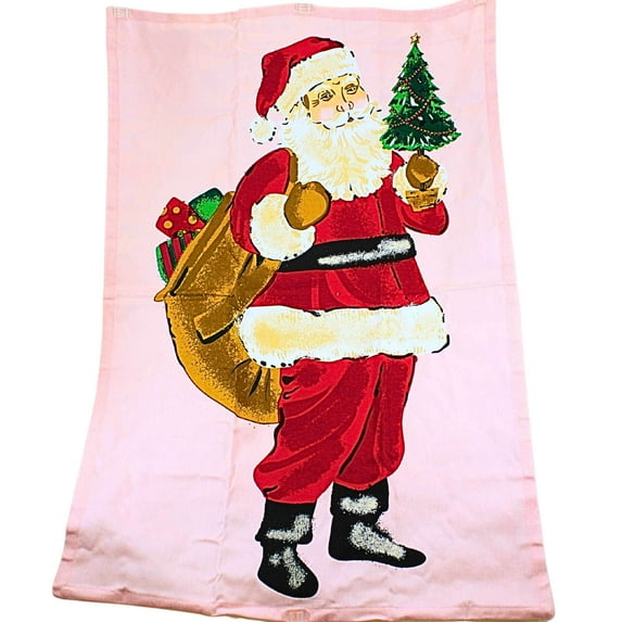Tag 26.00In Santa Dishtowel, Cotton, Kitchen Drying Dishes G14443 Pink