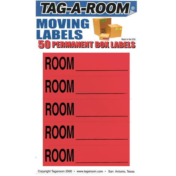 Tag-A-Room Color Coded Moving Box Labels (Room Blank Red)