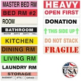 Tag-A-Room Color Coded Moving Labels 2 Bedrooms, 500 Permanent Adhesive ...
