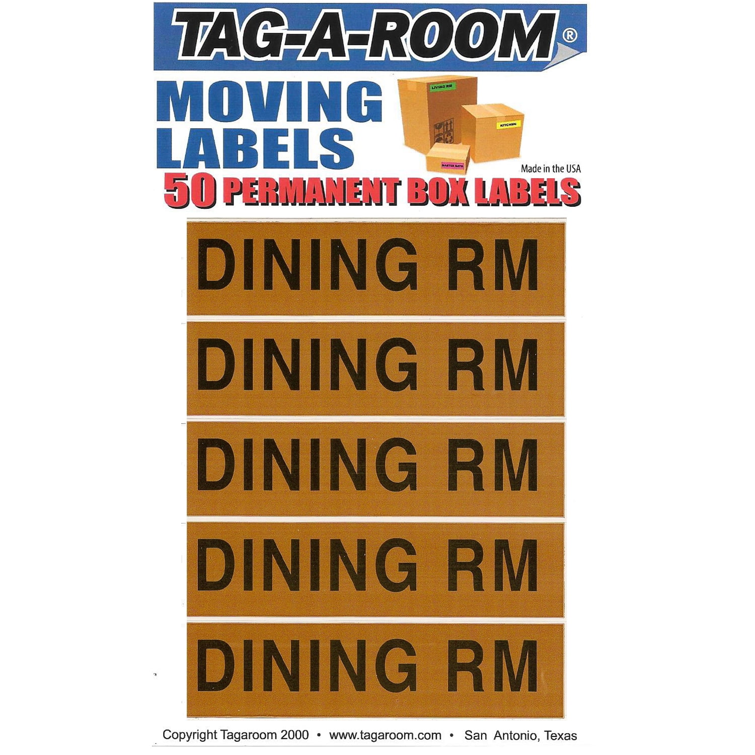 Tag-A-Room Moving Box Labels (Dining Room), Permanent Adhesive 50 ...
