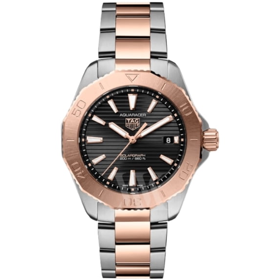 Tag Heuer Aquaracer Solargraph Black Dial 18K Rose Gold Plated Steel Men's Watch WBP1121.BB0003