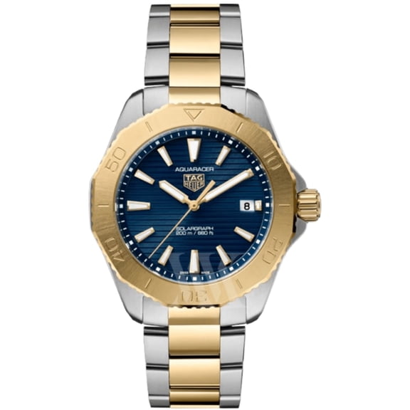 Tag Heuer Aquaracer Solargraph Blue Dial 18K Gold Plated Steel Men's Watch WBP1120.BB0002