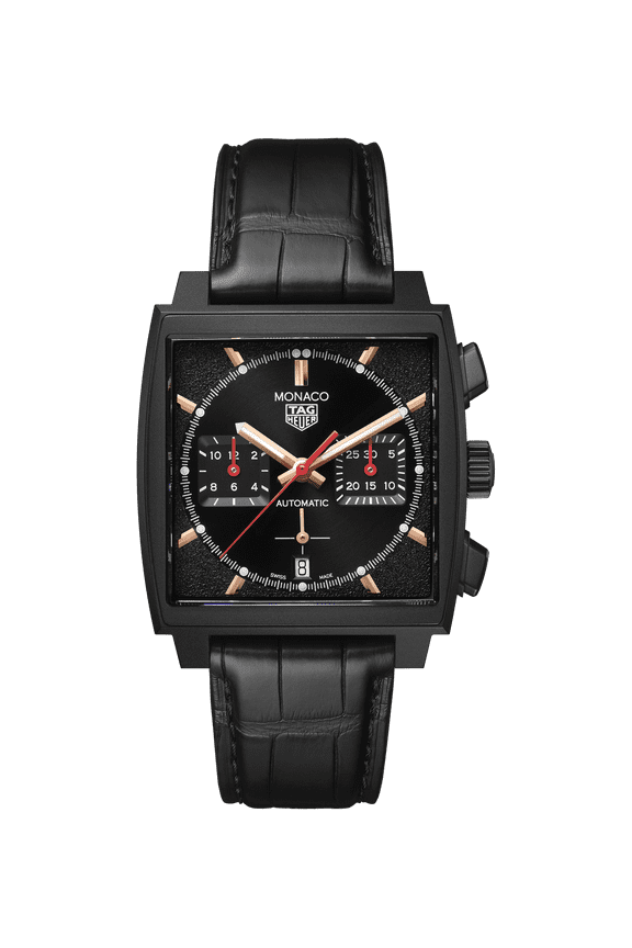 Monaco Chronograph Special Edition Black Dial Leather Strap Men's Watch CBL2180.FC6497