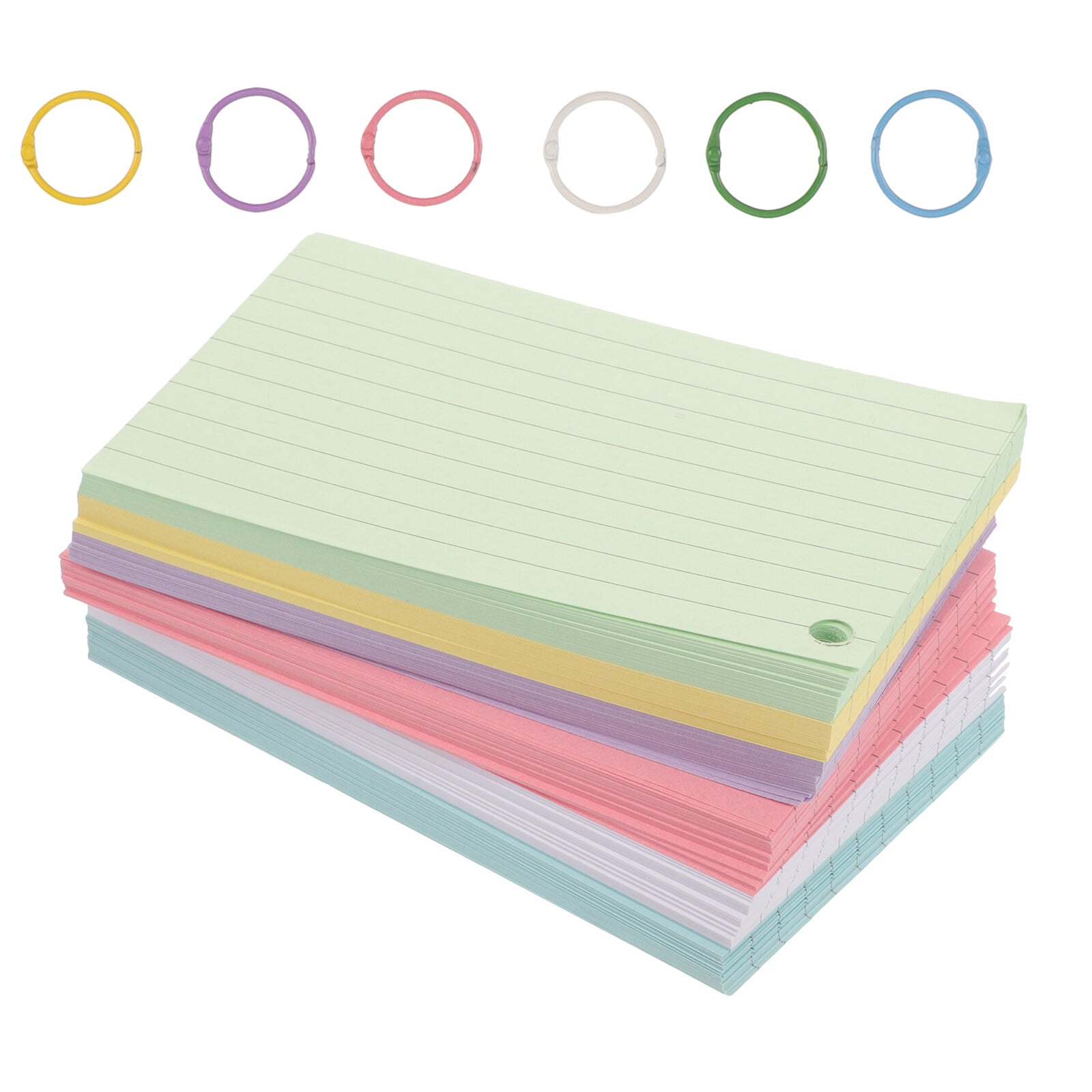 Tag Lined Index Cards with Rings Tabs for Annotating Books Holes Colored Memo Blank Flash Memory Note Paper Office
