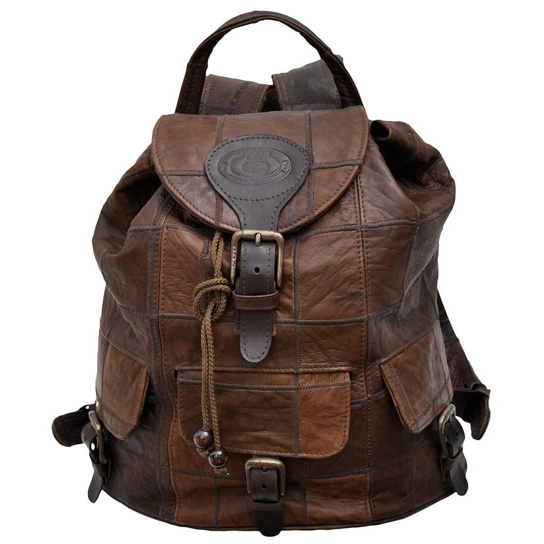 Leather patchwork backpack discount