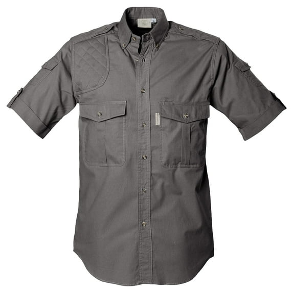 Tag Safari Shooter Shirt for Men Short Sleeve, 100% Cotton, Sun Protection for Outdoor Adventures (Olive, Medium)