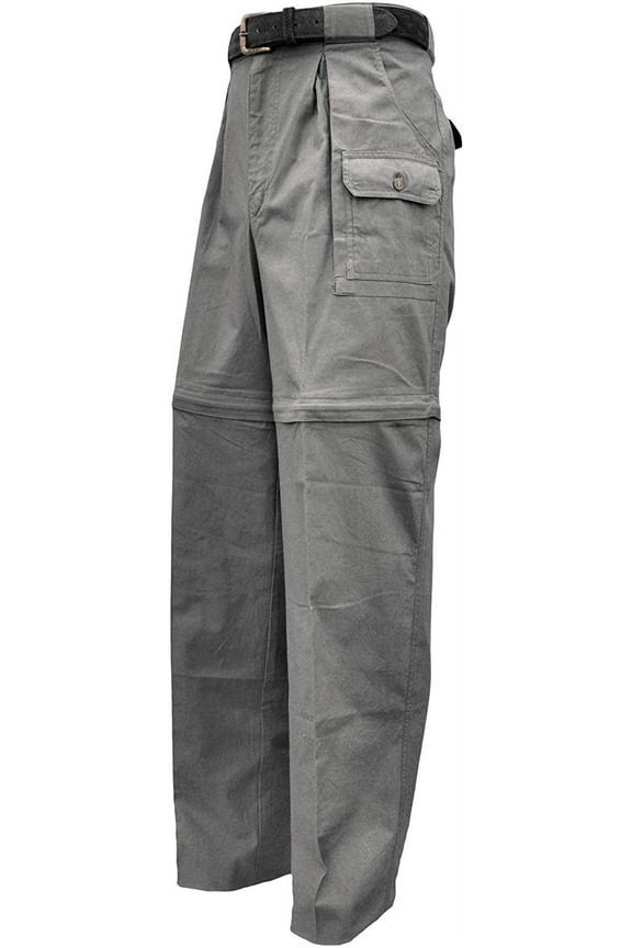 Zambezi Convertible Pants for Men, Covered Utility Pocket, Zip Off, 100% Cotton (Olive, 34)