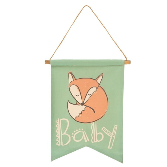 Tag Sleepy Baby Fox Scroll Wall Banner, Cute Nursery Room Decor, Baby Shower Gift