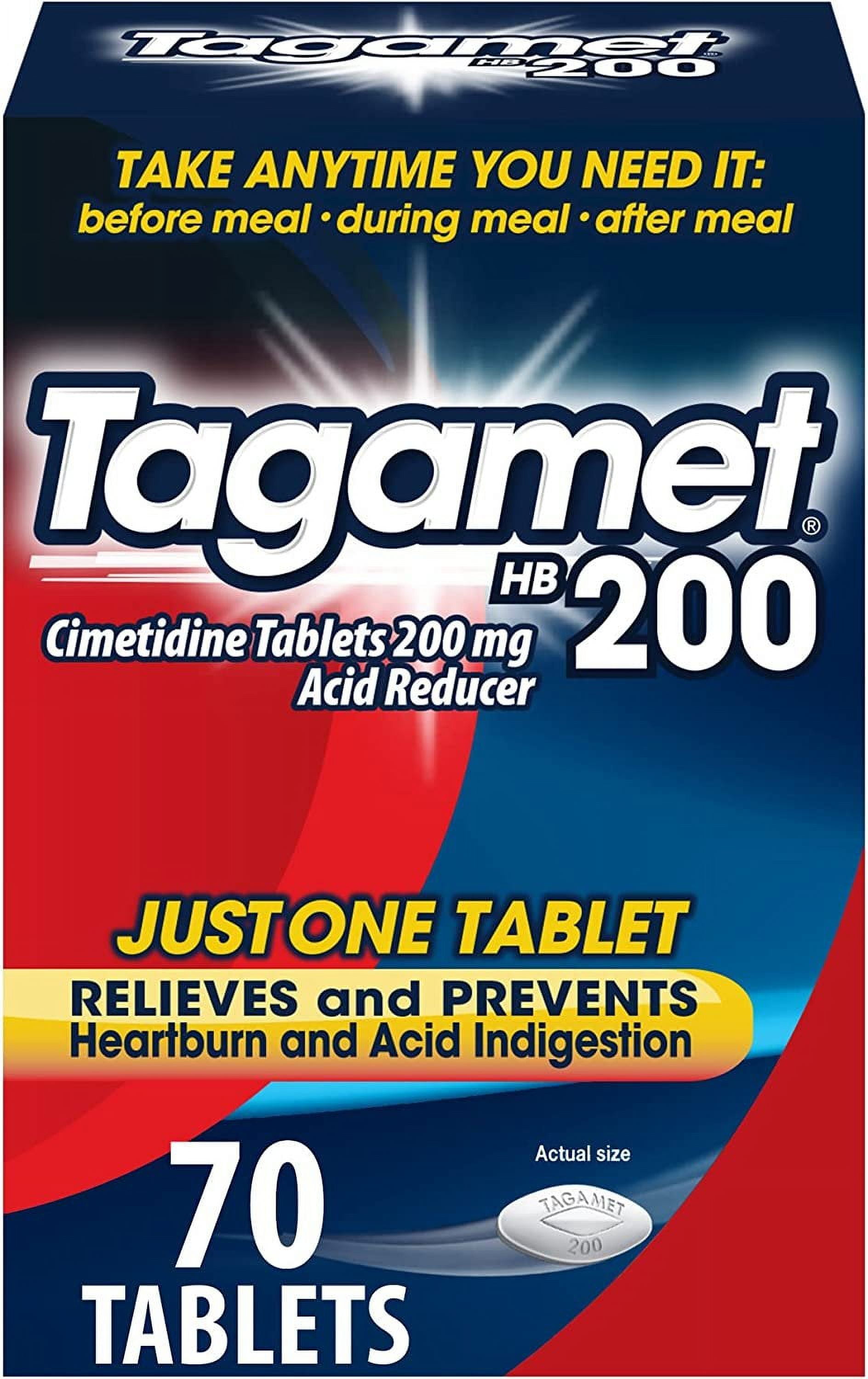 Tagamet HB 200 mg Cimetidine Acid Reducer and Heartburn Relief, 70 Tablets
