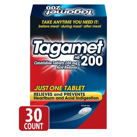 Tagamet Cimetidine 200 mg Acid Reducer and Heartburn Relief Tablets, 30 Count