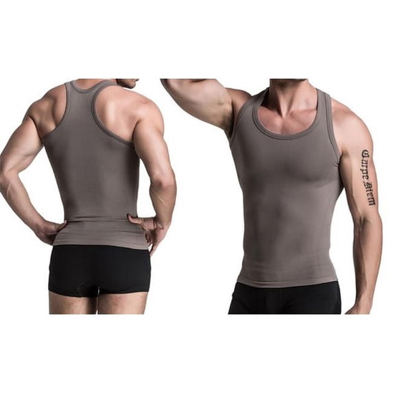 Tagco USA EF-CSTS-GRA-L Mens Slim Compression Tank Top, Gray - Large