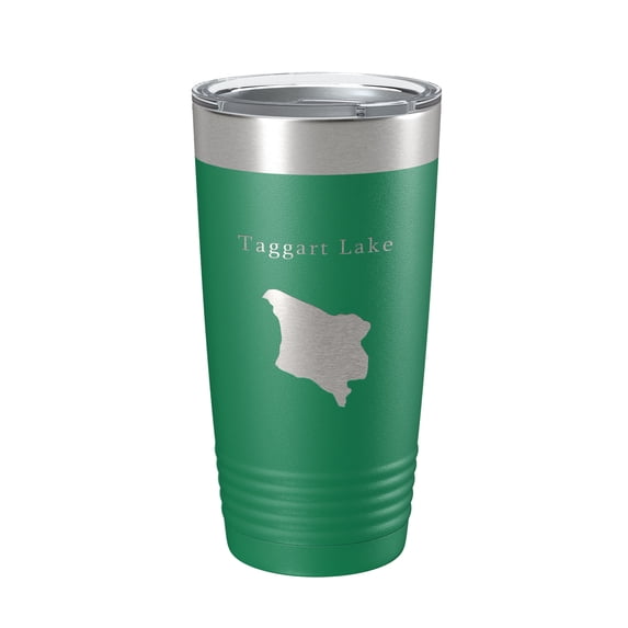 Taggart Lake Map Tumbler Travel Mug Insulated Laser Engraved Coffee Cup Wyoming 20 oz Green