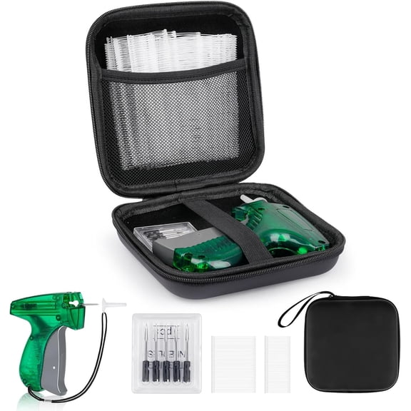 Tagging Gun for Clothing, Green Tag Gun Kit with 5 Needles, 1120 Barbs Fasteners & 1 Hard EVA Case, Durable and Easy to Use Tagging Tool for Clothes, Fabric, Retail Price Tags and DIY
