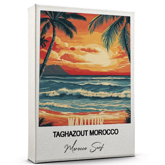 Taghazout Morocco Travel Canvas Wall Art Beautiful Travel Decor for Bedroom, Office Morocco Surf Canvas Print Serene and Scenic Wall Decor Gift for Travel Lovers