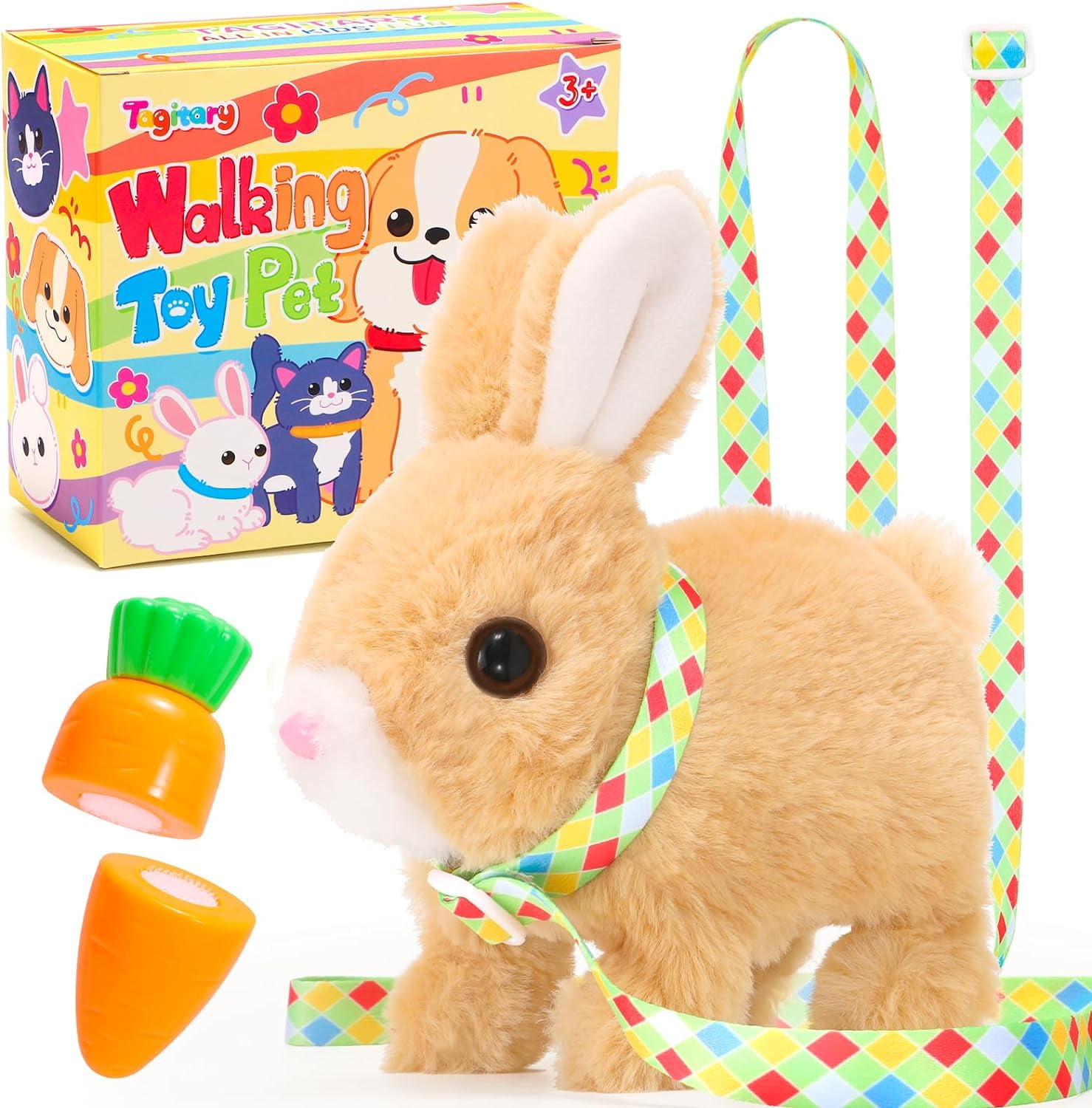 Tagitary Plush Toys Bunny Electronic Toy with Sounds,Wiggling Ears ...