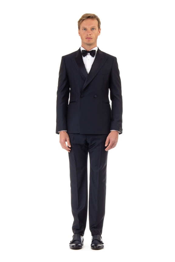 Double-Breasted Virgin Wool Super 130'S Tuxedo (Men's)