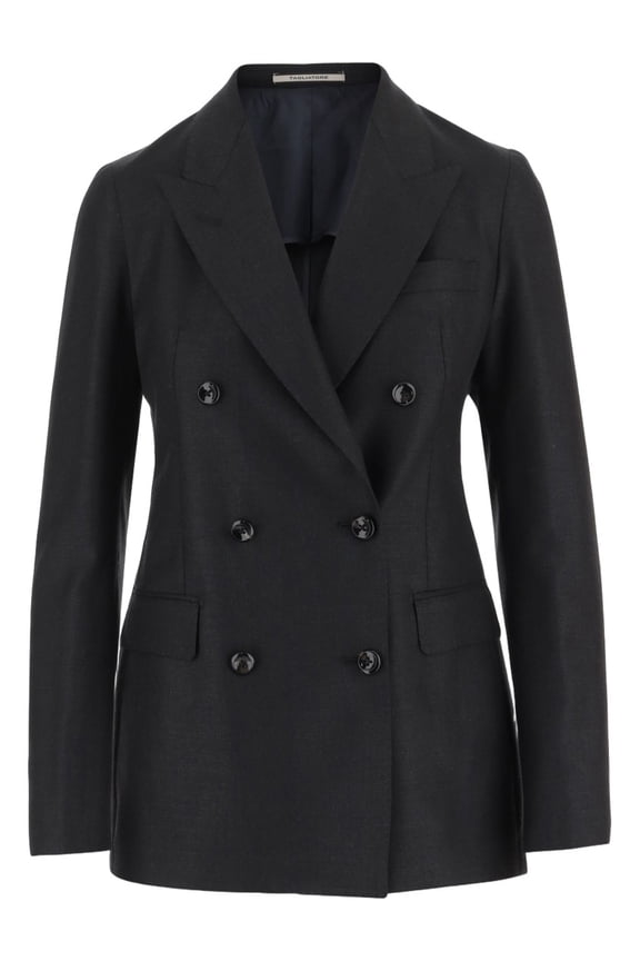 Double-Breasted Wool And Silk Blend Jacket (Women's)