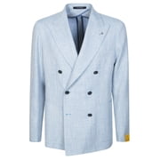 Tagliatore Light Blue Herringbone Wool-Blend Blazer Mens
