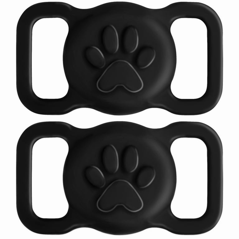 Taglory Airtag Dog Collar Holder, 2 Pcs Silicone Waterproof Air Tag Cases,  Black & Black 