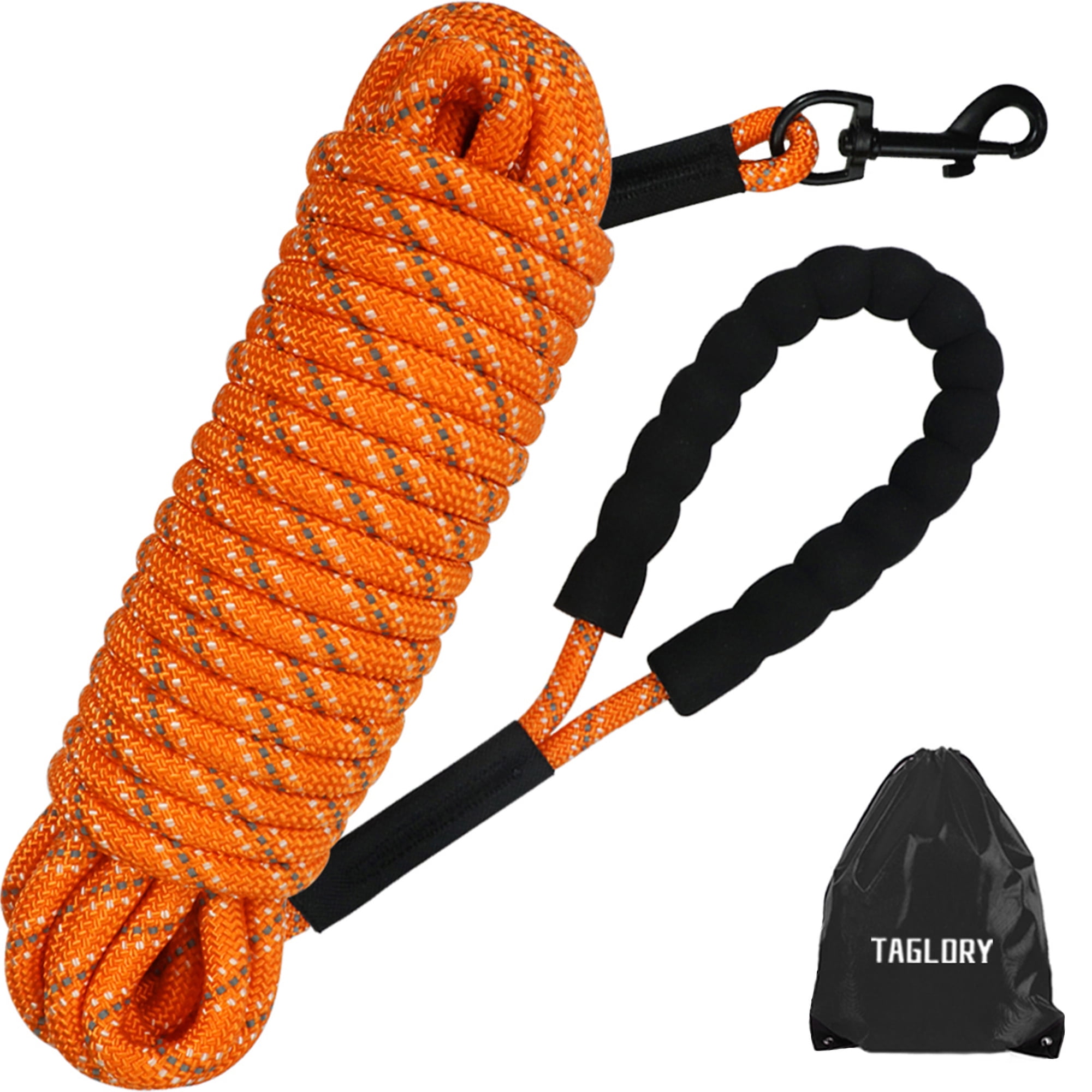 Taglory Long Rope Leash for Dog Training, 15 ft Heavy Duty Lead with  Handle, Orange 