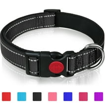 Taglory Reflective Dog Collar with Locking Buckle, Adjustable Nylon Collar for Medium Dogs, Black