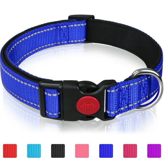 Taglory Reflective Dog Collar with Locking Buckle, Adjustable Nylon Collar for Small Dogs, Navyblue