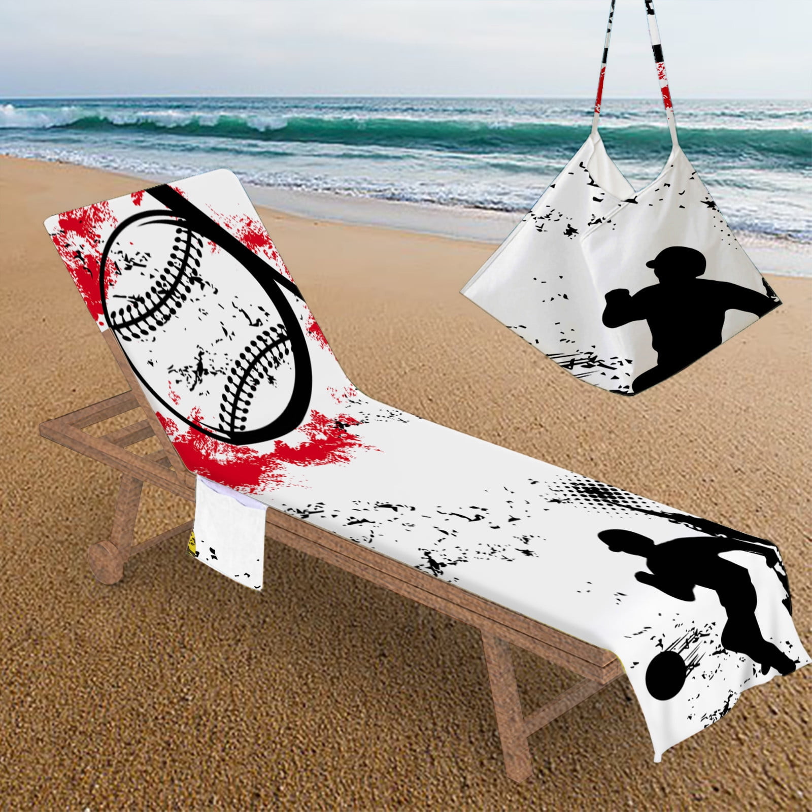 Tagold Beach Chair Cover With Side Pockets,Microfiber Chaise Lounge