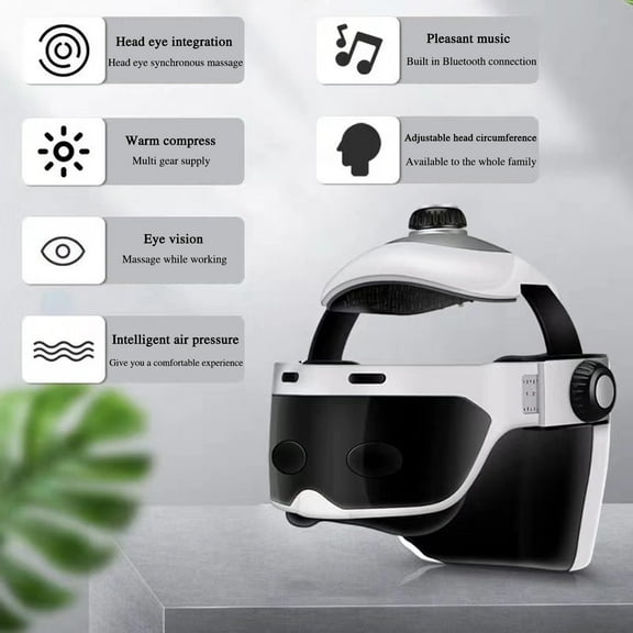 Wjsxc Electric Head Massager, Eye & Neck Massage Helmet With Heat, Kneading, Air Compression, Scratcher Suitable For Headache, Stress Relief, Deep Sleeping