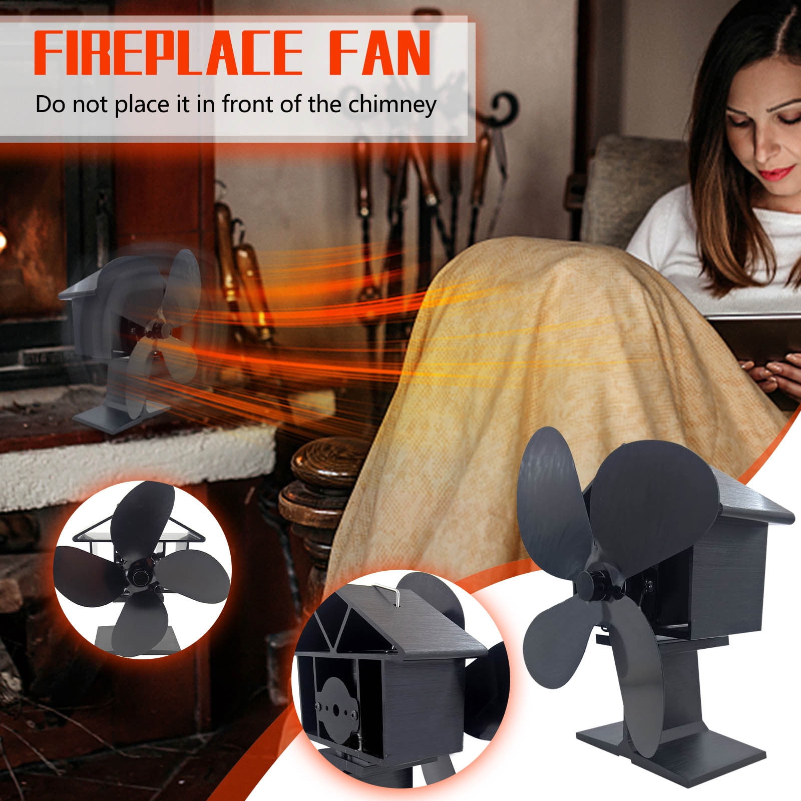 Thermal Power Fireplace Fan Heat Powered Wood Stove Fan For Wood/Log Burner  /Fireplace Eco Friendly Four-leaf Fans