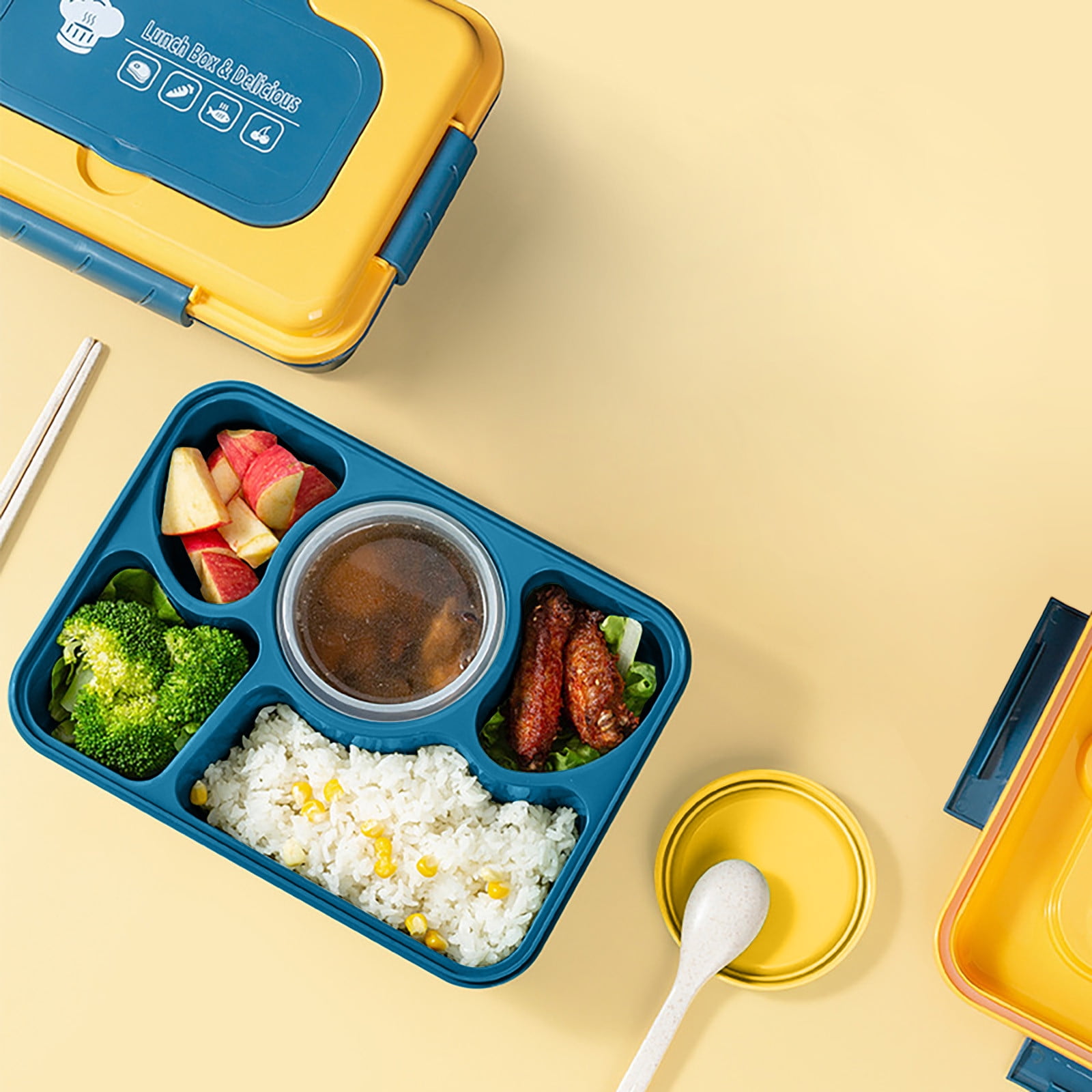 Ins Portable Plastic Kids Nutrition Balance 6 Compartments Bento