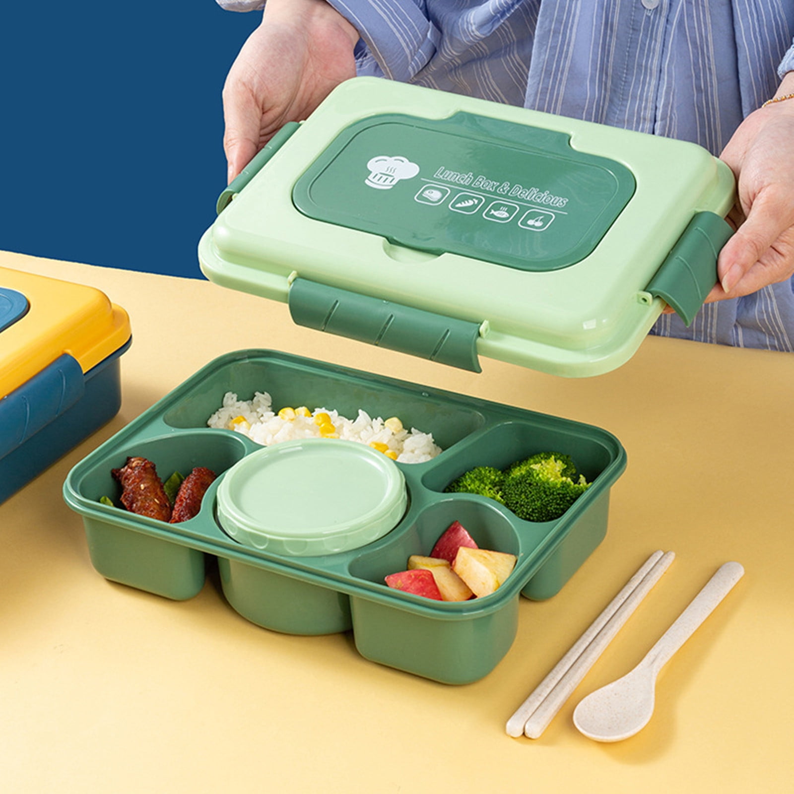 Tagold Lunch Box Kids,Bento Box Adult Lunch Box,Lunch Containers For  Adults/Kids/Toddler,1600ML-5 Compartment Bento Lunch Box,Built-In Reusable  Spoon