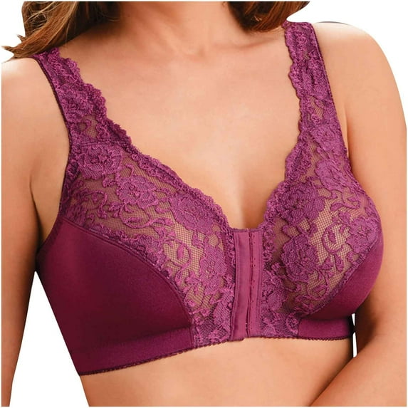 Tagold Summer Savings Clearance for Womens Plus Size Wireless Bras,Solid Color Bra Without Steel Ring Push Up Plus Size Mother Lace Underwear